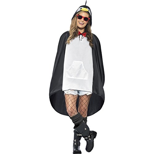 NET TOYS Pinguinkostüm Pinguin Kostüm Cape Vogel Poncho Vogelkostüm Regencape Zoo Tierkostüm Regenponcho Faschingskostüm Karnevalskostüme Tier von NET TOYS