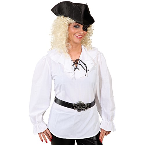NET TOYS Piratenbluse Damen Piratenhemd weiß L/XL 44/46 Piraten Bluse Piratin Hemd Pirat Damenbluse Seeräuber Damenhemd Karneval Kostüme Frauen von NET TOYS