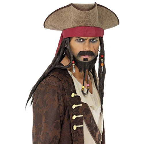 NET TOYS Piratenhut mit Haaren Piraten Hut Braun Jack Sparrow Hut Piratenmütze Piraten Kostüm Zubehör Pirat Seeräuber Kopfbedeckun NET TOYS Piratenhut mit Haaren Piraten Hut Braun Jack Sparrow Hut Piratenmütze Piraten Kostüm Zubehör Pirat Seeräuber Kopfbedeckun von NET TOYS