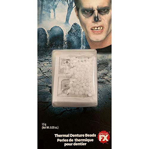 NET TOYS Praktische Klebeperlen für Kunstzähne - Weiß 1,5g - Vielseitiges Party-Schmink-Zubehör Zahn-Kleber für Vampir-Gebiss - Perfekt geeignet für Halloween & Karneval von NET TOYS