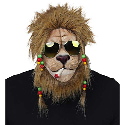 NET TOYS Rasta-Löwenmaske mit Sonnenbrille | Braun-Beige | Witzige Unisex-Maske Tiermaske chilliger Löwe | EIN Blickfang für Straßenkarneval & Mottoparty von NET TOYS