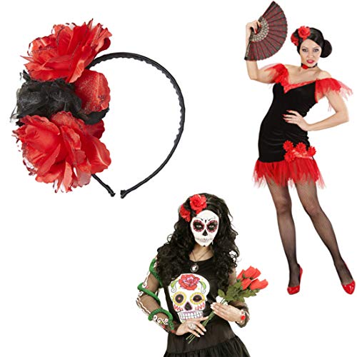 NET TOYS Rosen Haarreif Blumen Haarschmuck rot-schwarz Tag der Toten Haarreifen Rose Dia de los Muertos Kopfschmuck Halloween Gothic Schmuck La Catrina Diadem NET TOYS Rosen Haarreif Blumen Haarschmuck rot-schwarz Tag der Toten Haarreifen Rose Dia de los Muertos Kopfschmuck Halloween Gothic Schmuck La Catrina Diadem von NET TOYS