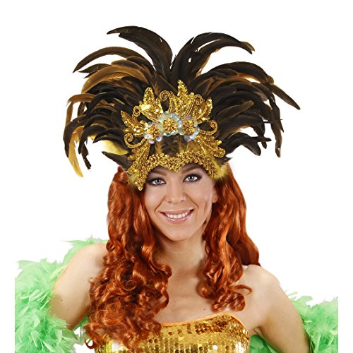NET TOYS Samba Kopfschmuck Federschmuck Rio Inka Federkopfschmuck Brasilien Feder Kopf Schmuck Burlesque Haarband Kostüm Accessoires von NET TOYS
