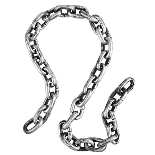 NET TOYS Schaurige Fußfessel Sträfling | 140 cm in Silber-schwarz | Schauriges Unisex-Accessoires Fake-Eisenkette Halloween Kerker | Genau richtig für Junggesellenabschied & Mottoparty NET TOYS Schaurige Fußfessel Sträfling | 140 cm in Silber-schwarz | Schauriges Unisex-Accessoires Fake-Eisenkette Halloween Kerker | Genau richtig für Junggesellenabschied & Mottoparty von NET TOYS