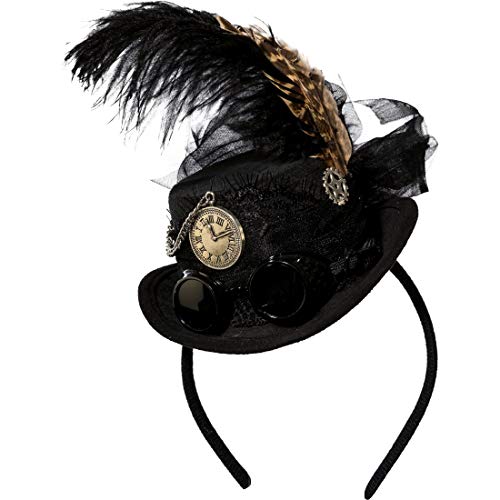 NET TOYS Schicker Steampunk-Mini-Hut mit Federn für Frauen | Schwarz | Hochwertiges Damen-Kostüm-Zubehör Viktorianischer Kopfschmuck | Ideal für Fastnacht & Halloween NET TOYS Schicker Steampunk-Mini-Hut mit Federn für Frauen | Schwarz | Hochwertiges Damen-Kostüm-Zubehör Viktorianischer Kopfschmuck | Ideal für Fastnacht & Halloween von NET TOYS