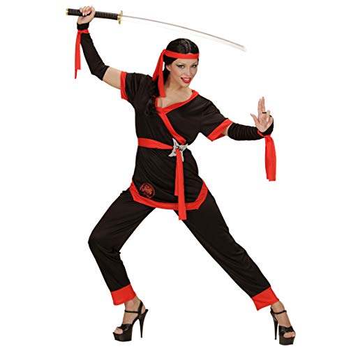 NET TOYS Schickes Ninja Damen-Kostüm | Schwarz-Rot in Größe S (34/36) | Aufregendes Frauen-Outfit Samurai Japanische Kämpferin | Passend gekleidet für Mottoparty & Karneval von NET TOYS