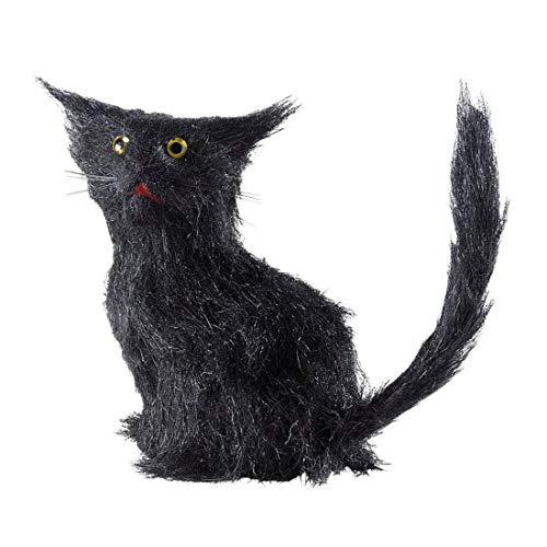 NET TOYS Schwarze Deko-Katze | 12 cm hoch in schwarz | Schaurige Party-Dekoration Dekofigur Garten | Wie geschaffen für Halloween & Gruselparty von NET TOYS