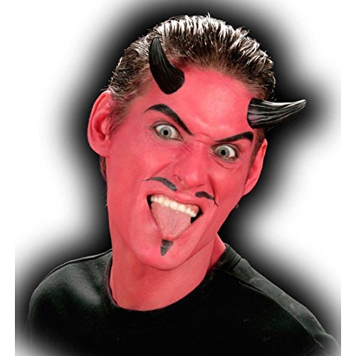 NET TOYS Schwarze Hörner Teufelshörner Teufels Hörner zum Ankleben Teufelshorn schwarz Halloween Kostüm Zubehör von NET TOYS