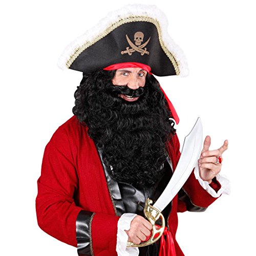NET TOYS Schwarzer Riesen Vollbart Piraten Bart Rocker Piratenbart Pirat Faschingsbart Karnevalsbart Kostüm Zubehör Accessoires von NET TOYS