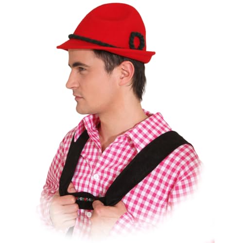 NET TOYS Sepplhut rot - Kopfweite 59 - Oktoberfeier Wiesn Hut, Bierfest Sepplhut von NET TOYS