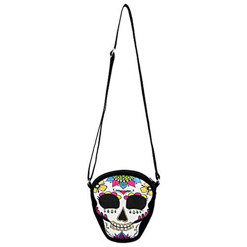 NET TOYS Stylische Dia de los Muertos Handtasche - 18x20cm - Schickes Damen-Accessoire Mexikanisches Totenfest Schultertasche - EIN Blickfang für Halloween & Gruselparty von NET TOYS