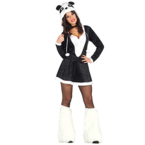 NET TOYS Süßes Pandabär-Kostüm für Frauen - Schwarz-Weiß M (38/40) - Witziges Damen-Kleid Tierkostüm Bär - Geeignet für Straßenkarneval & Mottoparty von NET TOYS