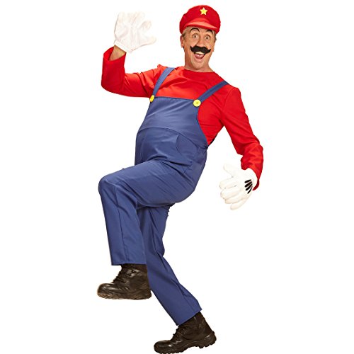 NET TOYS Super Mario Kostüm Faschingskostüm Klempner L (52) Ganzkörperkostüm Super Mario Brothers Superhelden Herrenkostüm von NET TOYS