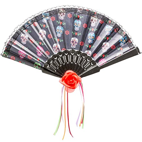 NET TOYS Totenkopf-Fächer Halloween Sugar Skull Fächer mit Spitze Handfächer Mexikanisches Totenfest Dia de los Muertos Spitzenfächer Tag der Toten Accessoire La Catrina Kostümzubehör NET TOYS Totenkopf-Fächer Halloween Sugar Skull Fächer mit Spitze Handfächer Mexikanisches Totenfest Dia de los Muertos Spitzenfächer Tag der Toten Accessoire La Catrina Kostümzubehör von NET TOYS