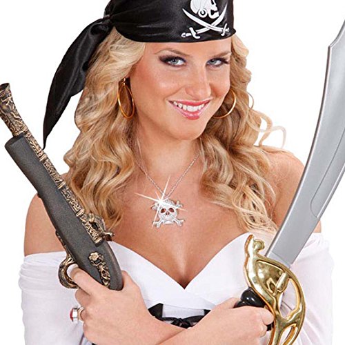 NET TOYS Totenkopf Kette Piraten Halskette Silber Totenschädel Anhängerkette Strass Skull Halsschmuck Punkrock Hals Schmuck Halloween Kostüm Accessoire NET TOYS Totenkopf Kette Piraten Halskette Silber Totenschädel Anhängerkette Strass Skull Halsschmuck Punkrock Hals Schmuck Halloween Kostüm Accessoire von NET TOYS