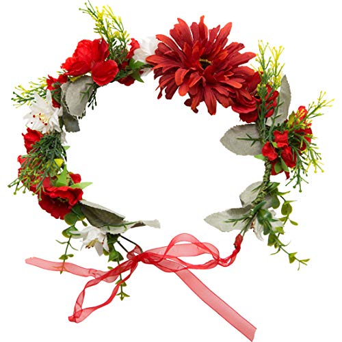 NET TOYS Verträumter Blumen-Kranz Haare Boho-Style | Rot | Romantischer Damen-Haarschmuck Hippie | Perfekt geeignet für 70er-Party & Karneval NET TOYS Verträumter Blumen-Kranz Haare Boho-Style | Rot | Romantischer Damen-Haarschmuck Hippie | Perfekt geeignet für 70er-Party & Karneval von NET TOYS