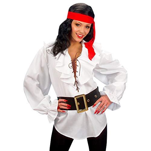 NET TOYS Vielseitige Piraten-Bluse mit Schnürung & Rüschenkragen - Weiß M (38/40) - Tolle Damen-Bekleidung Mittelalter - Bestens geeignet für Piratenparty & Kostümfest von NET TOYS