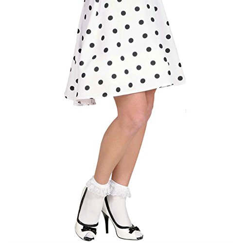 NET TOYS Weiße Rüschensocken Rüschen Socken weiß Rockabilly Rock n Roll Söckchen 50er 60er Jahre Kostüm Accessoire von NET TOYS