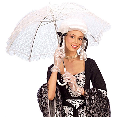 NET TOYS Weisser Spitzen Schirm Barock Spitzenschirm Regenschirm Damenschirm Fasching Karneval Kostüm Zubehör weiß von NET TOYS