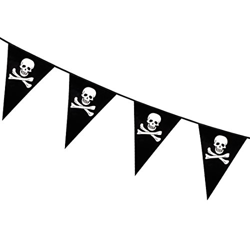 NET TOYS Wimpelkette Pirat Wimpelgirlande Piratenparty 6 m Partykette Totenkopf Halloween Partydekoration Piratengeburtstag von NET TOYS