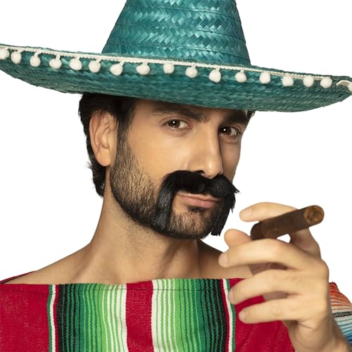NET TOYS Witziger Cowboy Schnurrbart - Schwarz - Angesagtes Männer-Kostüm-Zubehör Fake Bart Mexikaner NET TOYS Witziger Cowboy Schnurrbart - Schwarz - Angesagtes Männer-Kostüm-Zubehör Fake Bart Mexikaner von NET TOYS
