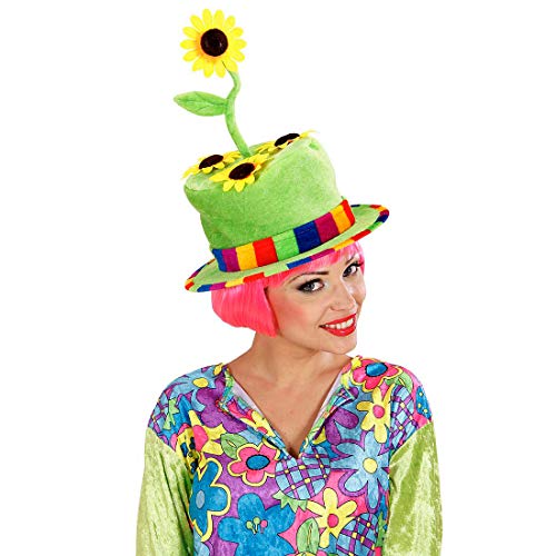 NET TOYS Witziger Gärtnerhut mit Sonnenblumen - Grün - Ausgefallene Unisex-Kopfbedeckung Clownshut mit Sonnenblume - Perfekt geeignet für Straßenkarneval & Schlagermove von NET TOYS