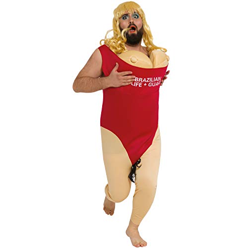 NET TOYS Witziges Lifeguard Kostüm für Herren - Rot-Hautfarben M (48/50) - Originelle Männer-Verkleidung Bademeister Outfit - EIN Blickfang für Junggesellenabschied & Karneval von NET TOYS