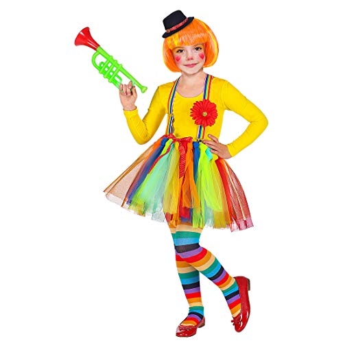 NET TOYS Wunderschönes Clownkostüm für Mädchen - Süße Kinder-Verkleidung mit Tutu, Hosenträgern & Hut - Genau richtig für Mottoparty & Kinder-Karneval von NET TOYS