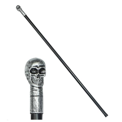 NET TOYS Zerlegbarer Totenkopfstab - Schwarz-Silber 105 cm - Gruseliges Unisex-Kostüm-Zubehör Skelett Spazierstock NET TOYS Zerlegbarer Totenkopfstab - Schwarz-Silber 105 cm - Gruseliges Unisex-Kostüm-Zubehör Skelett Spazierstock von NET TOYS