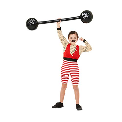 NET TOYS Zirkus-Kostüm Muskel-Mann für Kinder - Rot L, 10-12 Jahre, 145-158 cm - Außergewöhnliche Jungen-Verkleidung Gewichtheber - Genau richtig für Mottoparty & Kinder-Karneval von NET TOYS
