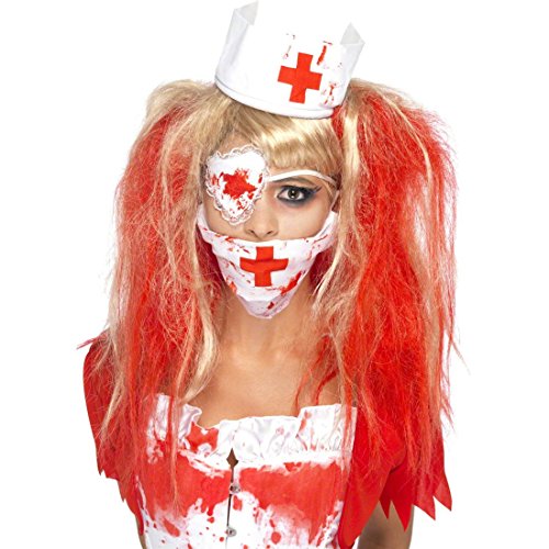 NET TOYS Zombie Krankenschwester Set Mundschutz Haube rot weiß Horror Augenklappe Halloween Nurse Horror Halloween Blut Kostüm Zubehör NET TOYS Zombie Krankenschwester Set Mundschutz Haube rot weiß Horror Augenklappe Halloween Nurse Horror Halloween Blut Kostüm Zubehör von NET TOYS