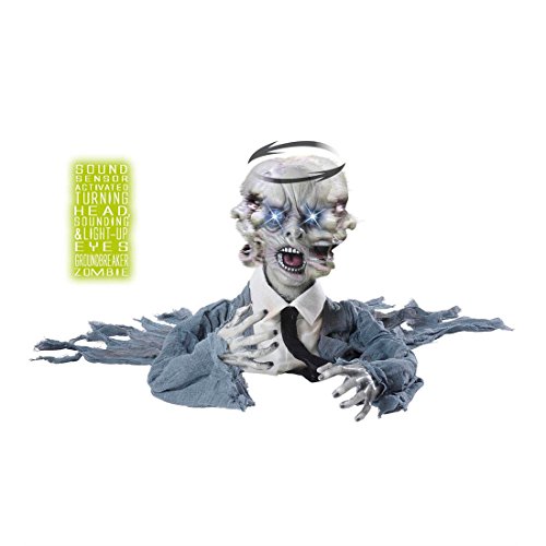 NET TOYS Zombie mit drehbarem Kopf, Sound und Leuchtaugen Monster Figur 140 cm Horror Torso Toter Mann Deko Leiche Schocker Artikel Halloween Dekoration von NET TOYS