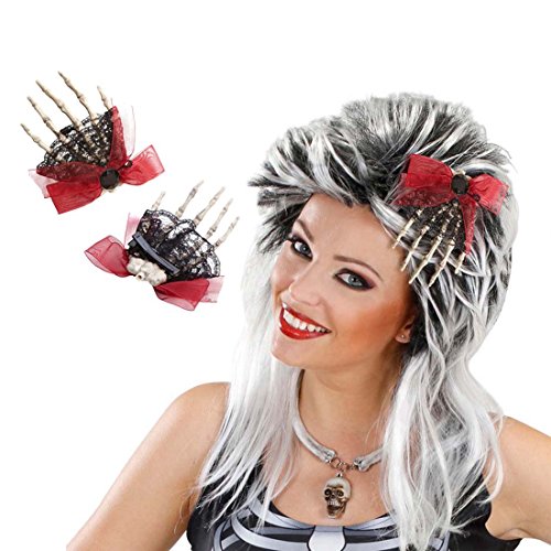 NET TOYS Skeletthand Haarspange Gothic Haarschmuck Knochenhand Haarklammer Skull Haarclip Skelett Hand Brosche Halloween Kostüm Accessoire NET TOYS Skeletthand Haarspange Gothic Haarschmuck Knochenhand Haarklammer Skull Haarclip Skelett Hand Brosche Halloween Kostüm Accessoire von NET TOYS