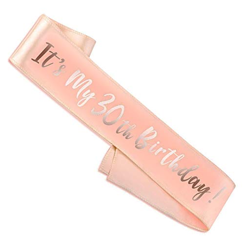 NETUME Geburtstag Schärpe Junggesellinnenabschied, Personalisierte Schärpen aus Satin Rose Gold Happy Birthday Girl Schärpe, 30 Geburtstag Frauen Schärpe Partyzubehör Geburtstagsdeko von NETUME