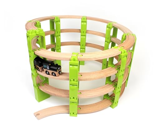 Noppi Eisenbahn - Bundle Klemmbausteine für die Holzeisenbahn, Helix Spirale mit 4 Etagen (ohne Schienen) von NEUE FREUNDE inventing & producing schnickschnack