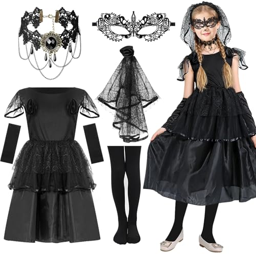 Halloween Kostüm Mädchen, Gespenst Skelett Kostüm Kinder Halloween Geisterbraut Kostüm Zombie Braut Kostüm Mädchen,Geister Braut-Kleidrock,Brautschleier,Halskette,Augenmaske für Halloween Karneval Halloween Kostüm Mädchen, Gespenst Skelett Kostüm Kinder Halloween Geisterbraut Kostüm Zombie Braut Kostüm Mädchen,Geister Braut-Kleidrock,Brautschleier,Halskette,Augenmaske für Halloween Karneval von NEUFOOD