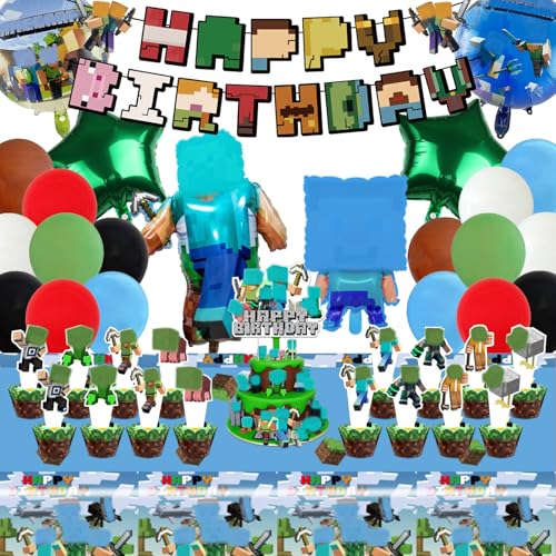 Kinder Geburtstagsdeko Set, 51 PCS Birthday Party Supplies, Kinder Party Set mit Folienballon, Latexballon, Tischdecke Geburtstag, Happy Birthday Banner, Torten Deko für Jungs/Mädch Kinder Geburtstagsdeko Set, 51 PCS Birthday Party Supplies, Kinder Party Set mit Folienballon, Latexballon, Tischdecke Geburtstag, Happy Birthday Banner, Torten Deko für Jungs/Mädch von NEUNEL