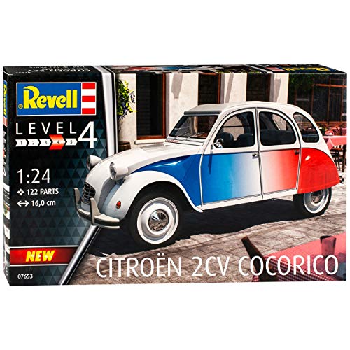 Citroen 2CV Cocorico Weiss Rot Blau Ente 1949-1990 07653 Bausatz Kit 1/24 Revell Modell Auto von NEW