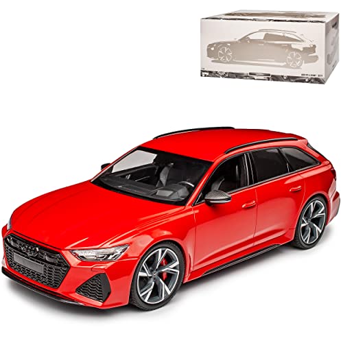 A*U*D*I A6 RS6 C8 Avant Kombi Rot Metallic Modell Ab 2018 1/18 Minichamps Modell Auto mit individiuellem Wunschkennzeichen von NEW