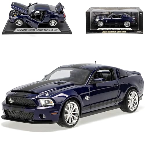 NEW Ford Shelby Mustang 2010 Gt500 GT 500 Dunkel Blau Schwarze Streifen 1/18 Shelby Collectibles Modellauto Modell Auto von NEW