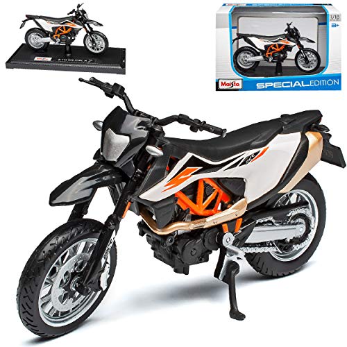 NEW K-T-M 690 SMC R Supermoto Weiss Orange Schwarz 2012-2019 1/18 Modell Motorrad, Ohne Wunschkennzeichen von NEW