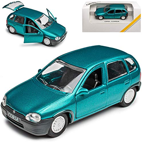 NEW Opel Corsa B Türkis Blau 5 Türer 1993-2000 1/43 Gama Modell Auto mit individiuellem Wunschkennzeichen von NEW