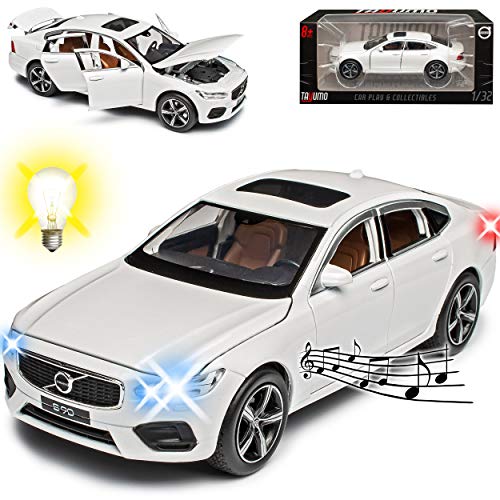 NEW Volvo S90 Limousine Pearl Weiss Ab 2016 mit Licht und Sound 1/32 Tayumo Modell Auto mit oder ohne individiuellem Wunschkennzeichen von NEW