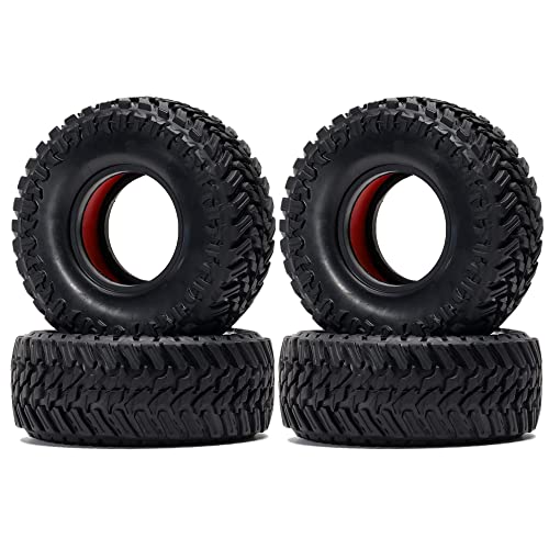 4 Stück 4,8 cm Gummirad Reifen mit zweistufigem TPE-Schaumstoff für RC Crawler Auto Axial SCX10 90046 Traxxas TRX4 D90 Redcat Gen8 von NEWDOTAI