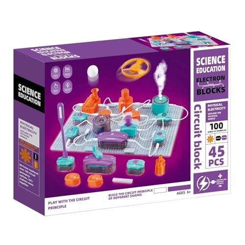 NEWFUN elektrobaukasten für Kinder, Physik experimentierkasten mit 45 Schaltkreisblöcke, 100Experimenten Lernen Elektrizität, Lernspielzeug für Alter 7+ von NEWFUN
