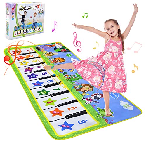 NewStyle Musikmatte Kinder, Klaviermatte Tanzmatte mit 8 Instrumenten für Babies Jungen Mädchen, Lernspielzeug ab 1 2 3 Jahr, Geschenke zum Geburtstag (135x59 cm) von NEWSTYLE