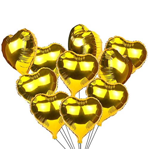 20 Stück Gold Herzballons Valentinstag 18 Zoll Herzform Heliumballons,Herz Luftballons,Gold Love Luftballons,Herz Luftballon,Herzluftballons Helium Geeignet für Hochzeit Verlobung Brautdusche von NEWUPZSI