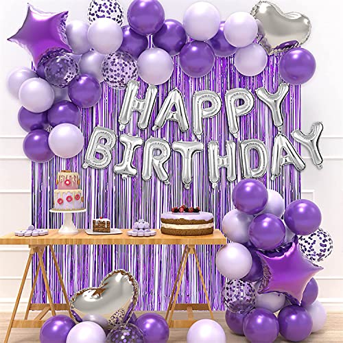 Geburtstagsdeko Lila Mädchen Happy Birthday Konfettiballons, Vorhang Konfetti Herz Stern Folienballon Geburtstagsdeko Vorhang Konfetti Herz Stern Folienballons für Frauen Party Geburtstagsdeko Lila Mädchen Happy Birthday Konfettiballons, Vorhang Konfetti Herz Stern Folienballon Geburtstagsdeko Vorhang Konfetti Herz Stern Folienballons für Frauen Party von NEWUPZSI