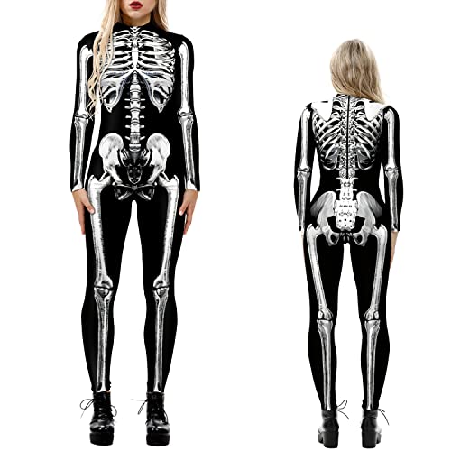 NEWUPZSI Skelett Bodysuit Damen Halloween Kostüm Overall Jumpsuit Lady Catsuit Skull Skelett Jumpsuit Knochen Langarm Skinny Skeleton Catsuit Cosplay Anzug Karneval Fasching Karneval Mottoparties NEWUPZSI Skelett Bodysuit Damen Halloween Kostüm Overall Jumpsuit Lady Catsuit Skull Skelett Jumpsuit Knochen Langarm Skinny Skeleton Catsuit Cosplay Anzug Karneval Fasching Karneval Mottoparties von NEWUPZSI