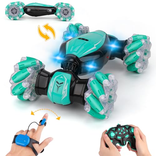 NEXBOX Ferngesteuerter Stunt Auto für Kinder - RC Crawler Spielzeug 4WD 2.4 GHz Fahrzeug mit Handsteuerung, Geburtstagsgeschenk Jungen und Mädchen 6 7 8 9 10 11 12 Jahre von NEXBOX